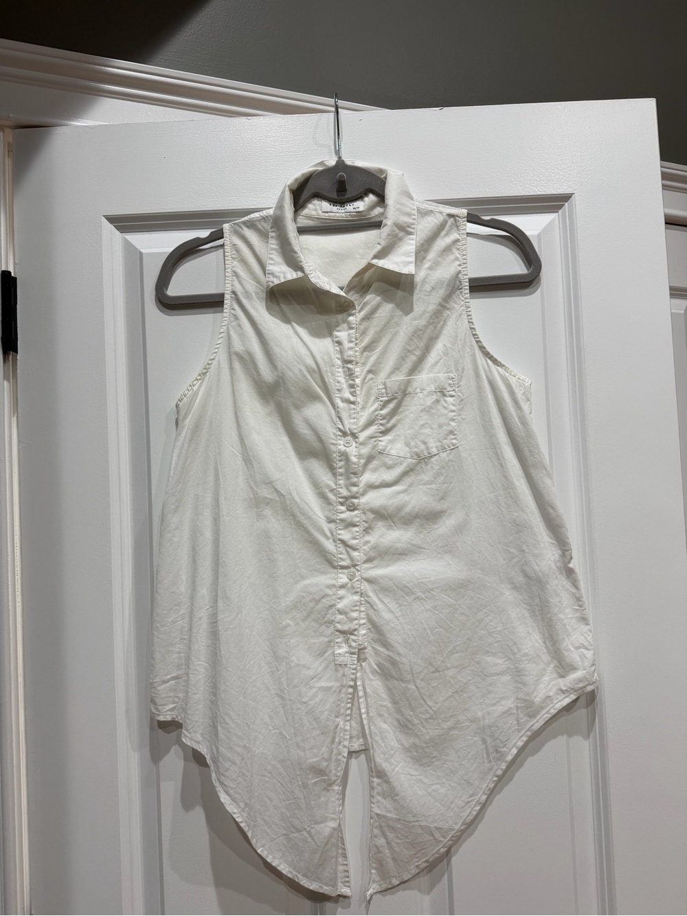 Equipment Sleeveless Button-Front Tunic in Off-White